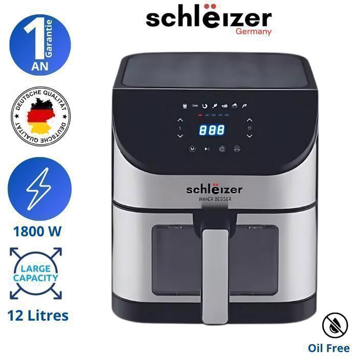 Friteuse sans huile XXXL - 12L - Air fryer tactile - 7 programmes - 1800W
