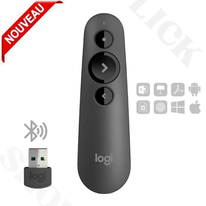 Pointeur Laser Rouge Logi Télécommande de présentation sans fil Laser 2,4 GHz.  jusqu’à 20 mètres.