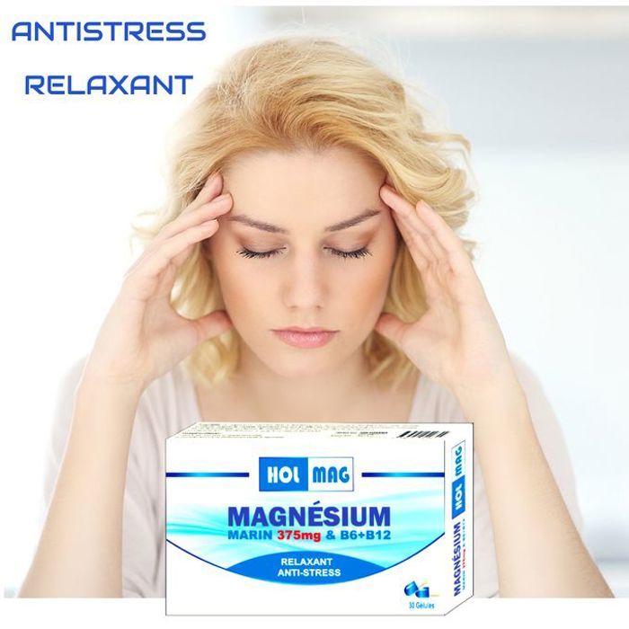 Magnesium Marin 375mg + B6 + B12 capsule - Stress, fatigue, Soutien osseux et cardiovasculaire