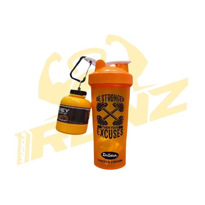 Shaker sportif avec porte cle whey - ORANGE