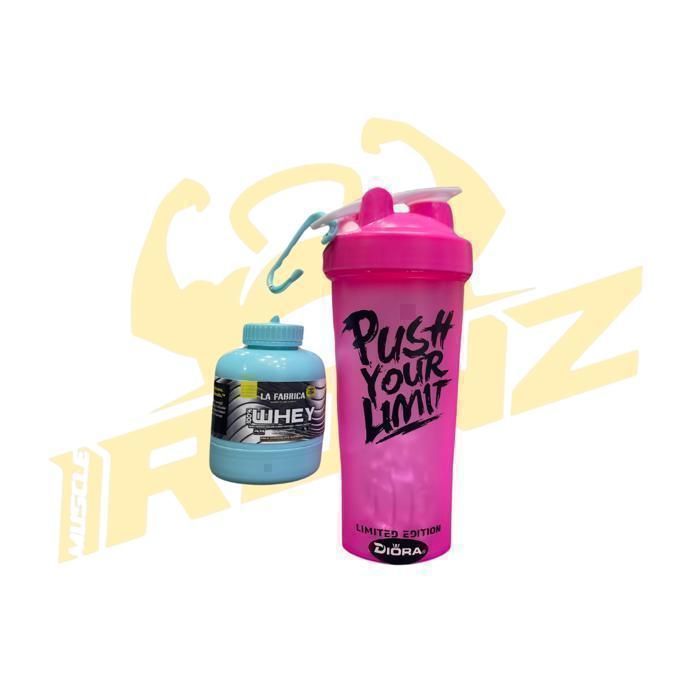 Shaker sportif avec porte cle whey - Rose