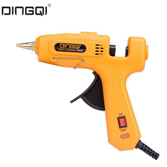 DINGQI Pistolet à colle thermofusible avec 2 bâtons de colle, pour des travaux de bricolage et de réparation.