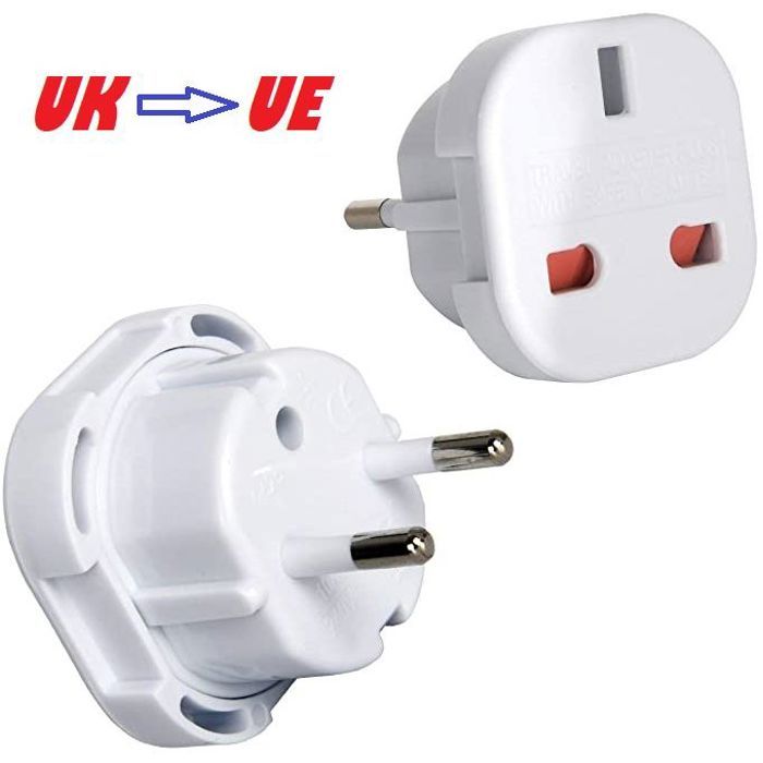 Adaptateur de voyage Royaume-Uni vers UE, prise de courant CA, idéal pour utiliser vos appareils électriques en Europe.
