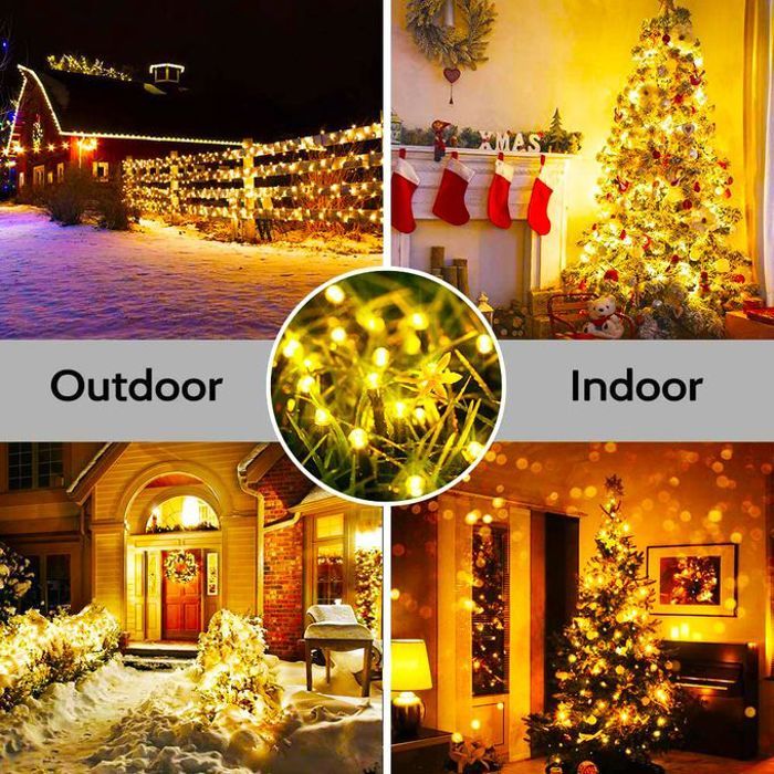 Guirlande lumineuse LED imperméable de 10m, de couleur dorée, alimentée en 220V, idéale pour décorer votre extérieur.