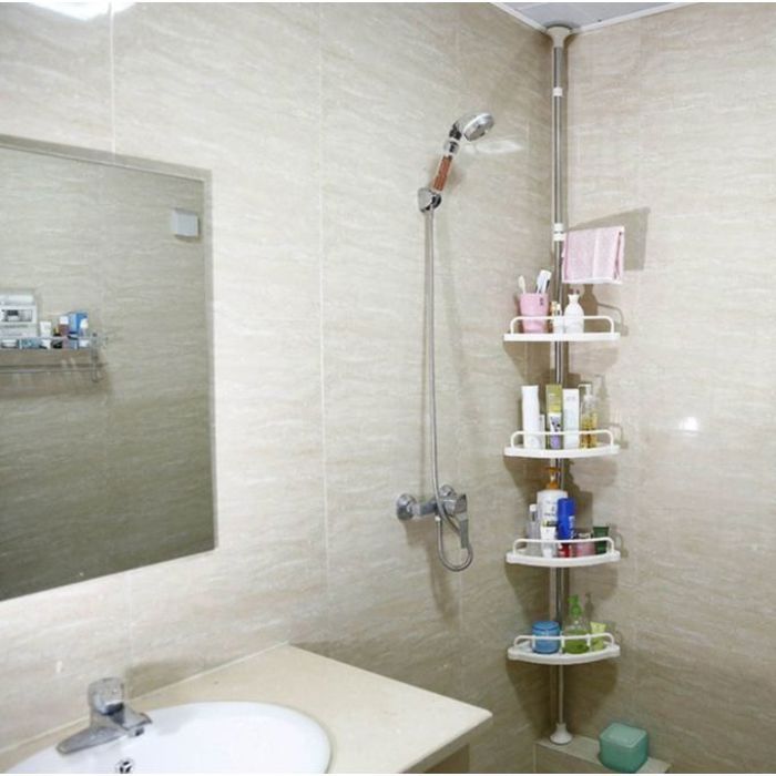 Étagère de douche d'angle de salle de bain à 4 étages, organisateur multi-coins.
