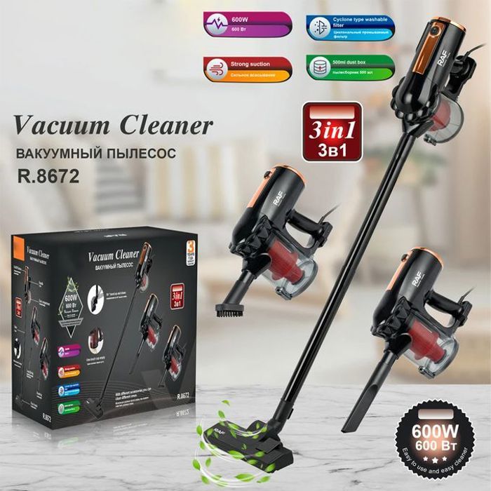 RAF Aspirateur 3 en 1 à main 600 w, technologie sans sac cyclonique, R.8672