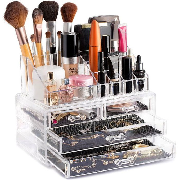 Organisateur pour cosmétiques - Boîte de Rangement Maquillage - Acrylique Transparent - 36,3x24x15,5 cm - Mixte
