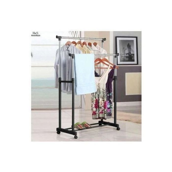 Porte-vêtements télescopique double pôle 30kg