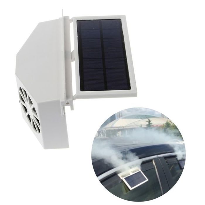 Ventilateur de voiture avec double charge solaire et USB, pour évacuer la chaleur.