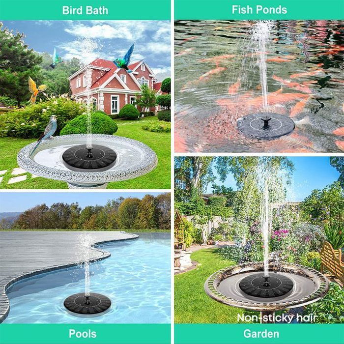 Fontaine solaire flottante, pompe à eau idéale pour un bain d'oiseaux ou une décoration d'eau.