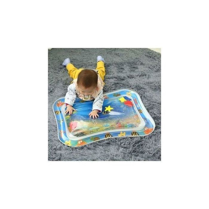 Tapis d'eau gonflable pour bébé, idéal pour les bébés de 3, 6 et 9 mois, favorisant le développement sensoriel.