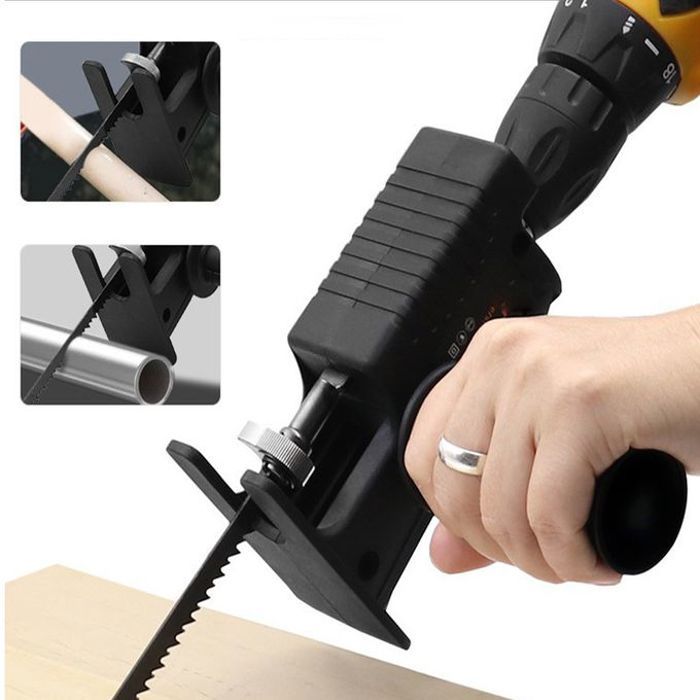 Adaptateur pour scie alternative, scie avec poignée et trois lames de coupe