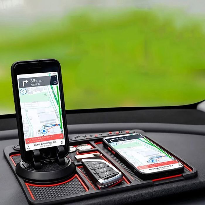 Tapis de tableau de bord multifonctionnel pour voiture, avec support rotatif intégré.