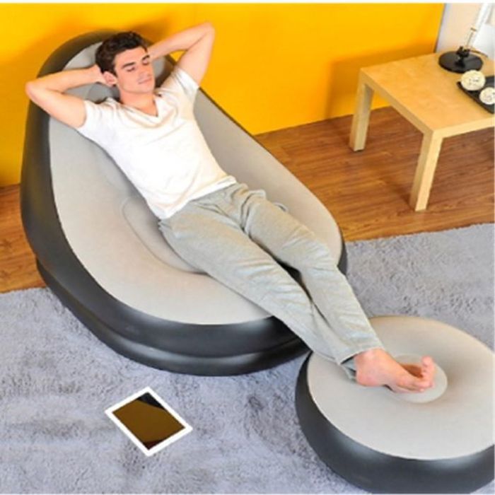 Chaise gonflable avec pompe à air, idéale pour le salon, la chambre à coucher, la salle de lecture ou le bureau.