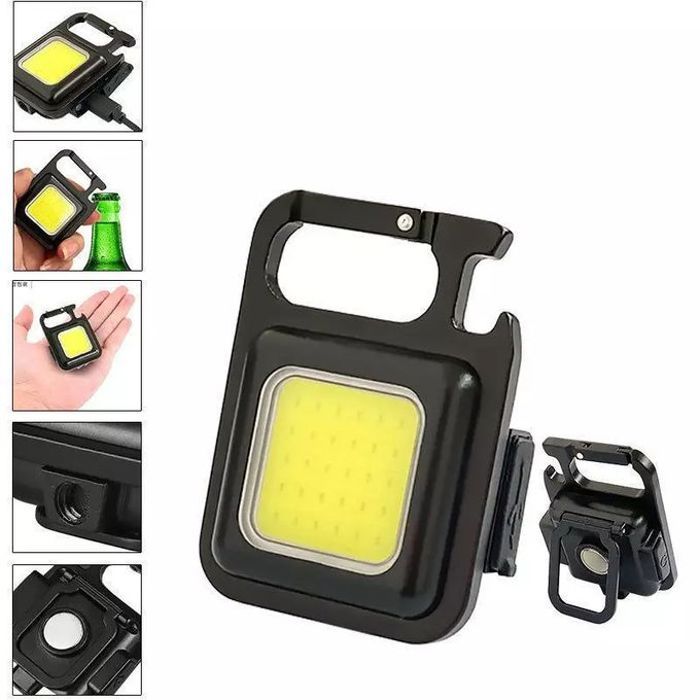 Mini lampe de poche rechargeable USB, porte-clé
