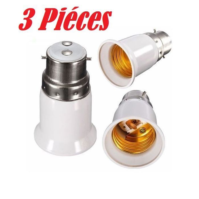 Pack de 3 pièces adaptateur de base B22 à E27 de convertisseur d'ampoule