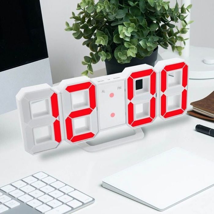 Horloge LED numérique créative avec chargeur USB, décoration murale 3D, pour bureau ou table
