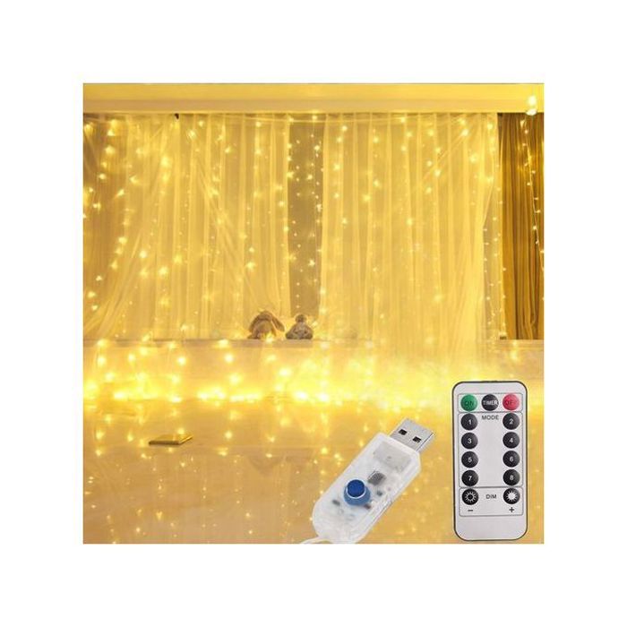 Guirlandes lumineuses USB 3M3M avec télécommande et 8 modes d'éclairage