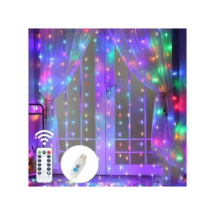 Guirlande lumineuse rideau à LED avec télécommande