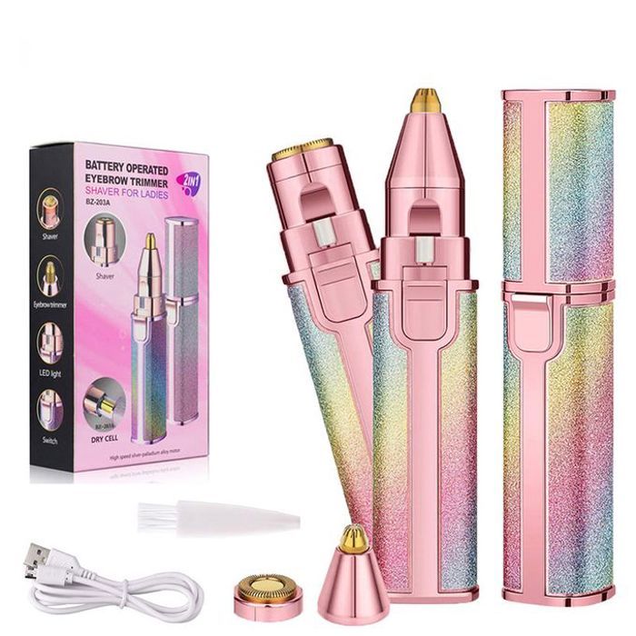 Epilateur Facial, Tondeuse à sourcils électrique Rechargeable 2 en 1 pour femmes