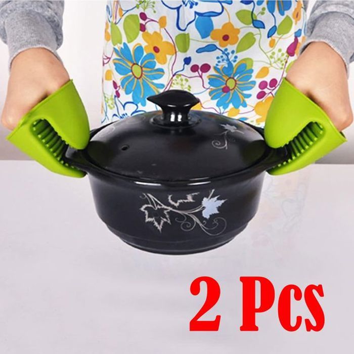 Ensemble de 2 gants en silicone résistants à la chaleur, parfaits pour manipuler des casseroles et des plats chauds.