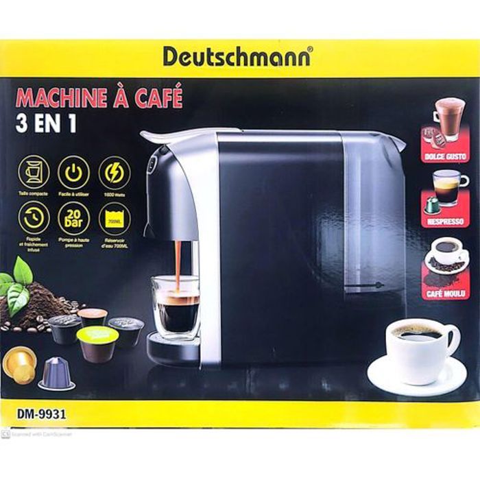 Machine à Café 3en1 cafetière, café moulu et capsules , 20 bar