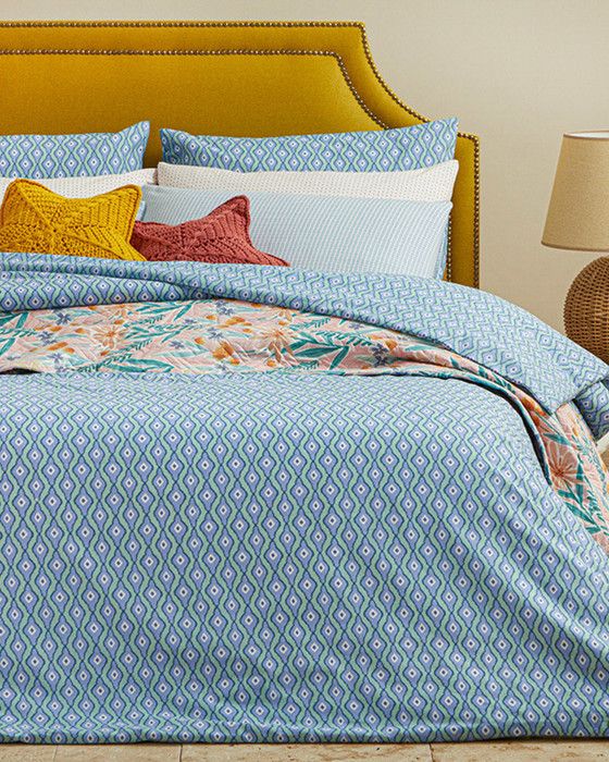 Housse de Couette Quarto Repassage Facile Pour Deux Personnes Coloris Bleu 200 x 220 cm