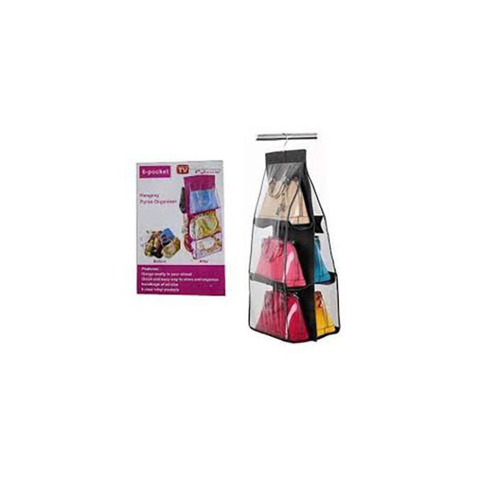 Organisateur de Sac à Main Suspendu - GENERIC - 6 Poches - Pliable - Noir - Pratique