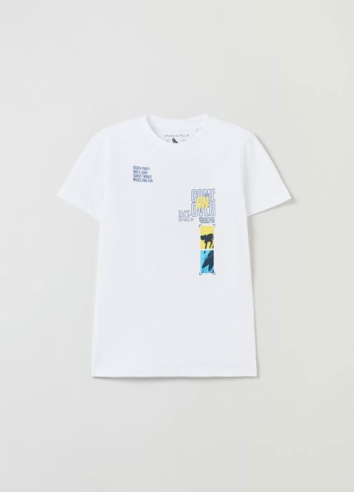 T-shirt Enfant - OVS KIDS - FRONT & BRIGHT WHITE - 100% COTON - Manches courtes - Col arrondi