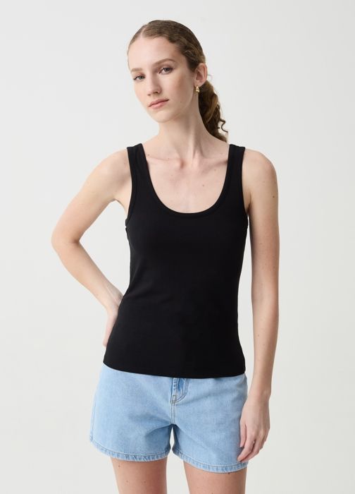 Débardeur - OVS HOUSEBRAND - Buttercream - Noir - 95% Coton - Sans Manche