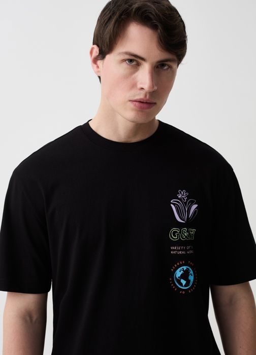 T-shirt - OVS - AMARYLLIS TS BLACK BEAUTY - 100% COTTON - Noir - Adulte Homme