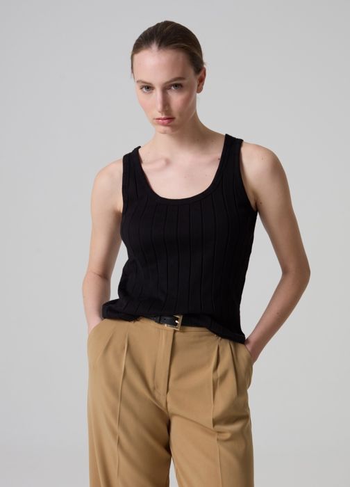 TANK TOP RIB DARK BLACK - Black