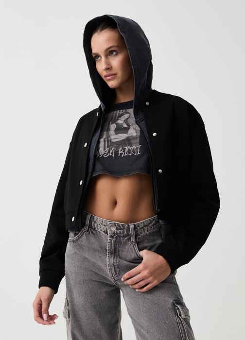 Veste Bomber - B.ANGEL - SNAP BLACK - Noir - 63% Polyester - Femme