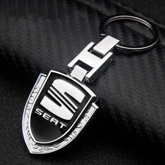 Porte-clés - SEAT - Chrome et Noir - Design Exquis - Cadeau Idéal - Mixte