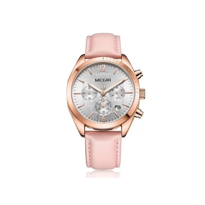 Montre Megir Femme Chronographe Quartz Cuir Rose - 2115