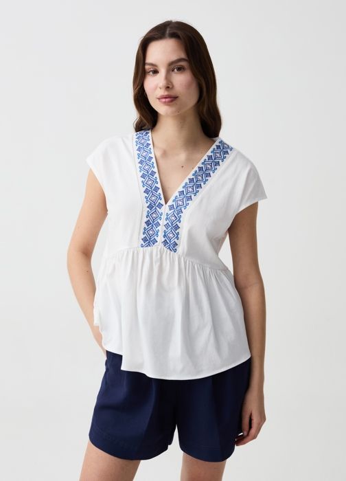 V-NECK TOP W OFF WHITE - Optical White