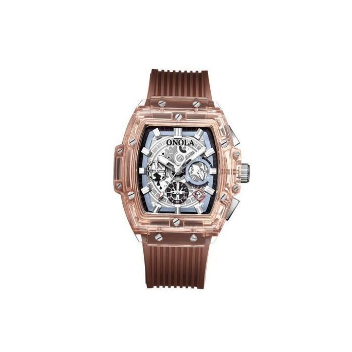 Montre Onola - Chronographe - Marron - Carré - Étanche 3 ATM