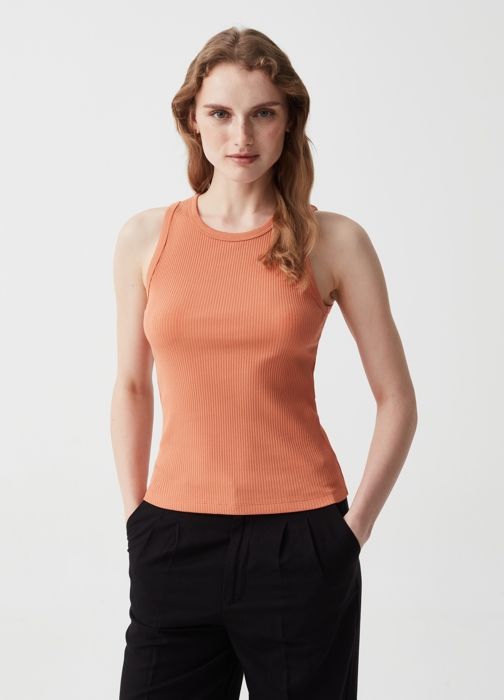 RIB TANK LIB CHOCOLATE FO - Cognac Brown