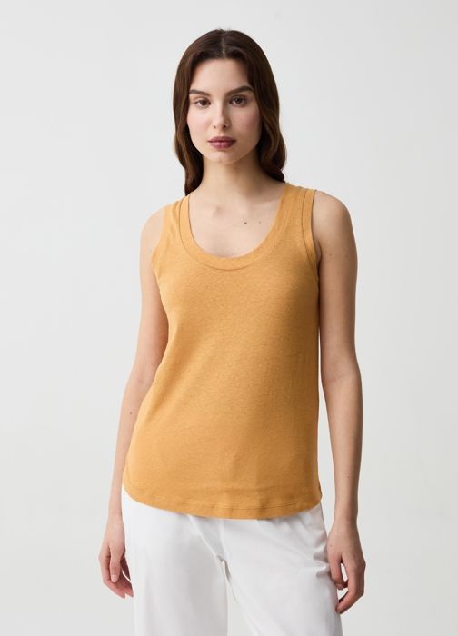 Tissu en Lin - OVS HOUSEBRAND - SESAME - Jaune Ocre - Adulte - Femme