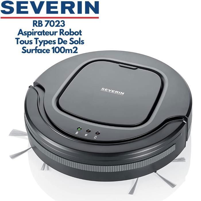 SEVERIN RB7023 Aspirateur Robot Adapté Pour Surface jusqu'à 100m2 Pour Tous Types De Sols Autonomie 90 mins