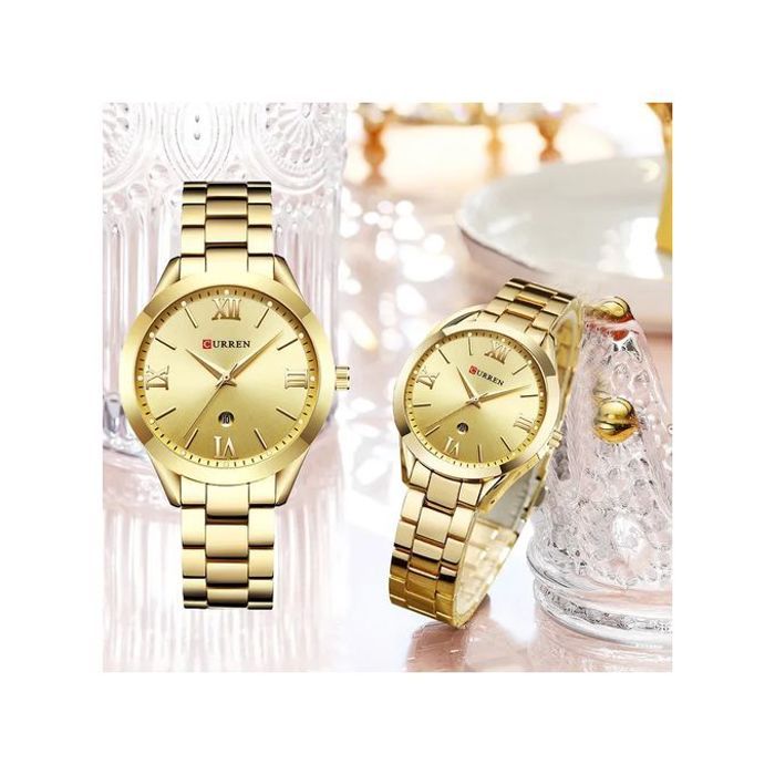 Montre Curren Femme Luxe Quartz Acier Inoxydable Or , 9007