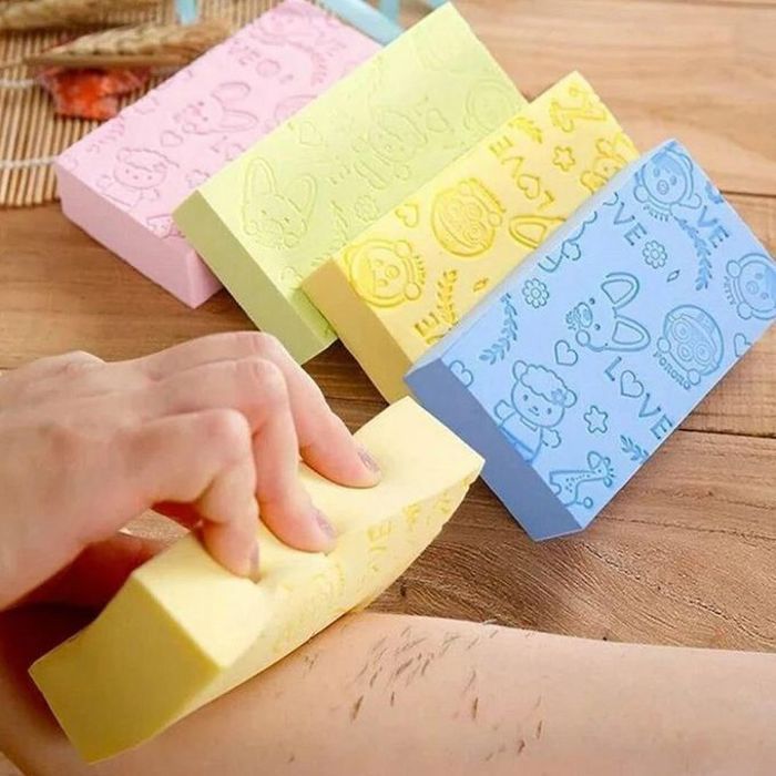 Lot de 4 Éponges de Bain Exfoliantes PVA - Rose, Bleu, Jaune, Vert
