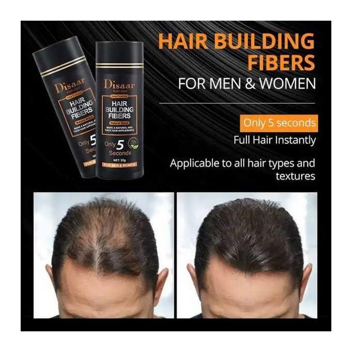 DISAAR Poudre Épaississante Cheveux - Noir - Fibres Naturelles pour Homme et Femme