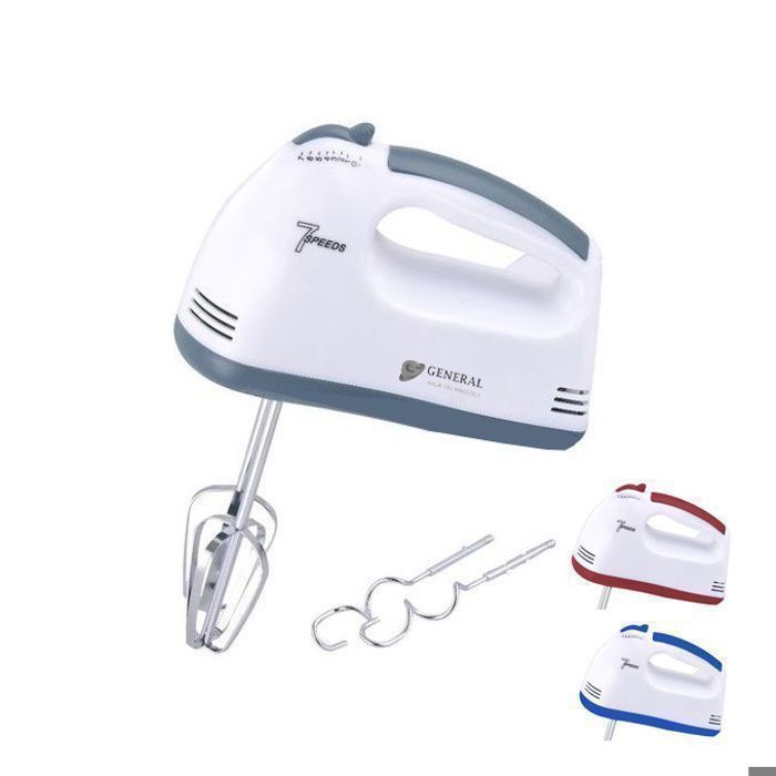 Batteur électrique à main - 7 Vitesses - 100W - Multicolore - Ergonomique - Amovible