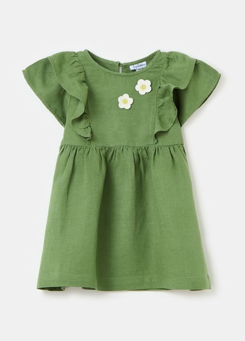 Robe Pour Filles - 18-24 Mois - Vert/broderies