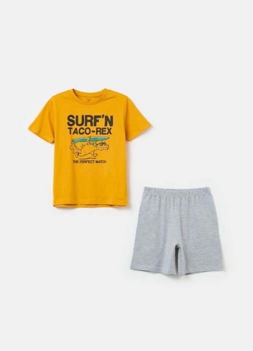 Pyjama et Short pour garçon 7-8 ans - Orange et Gris