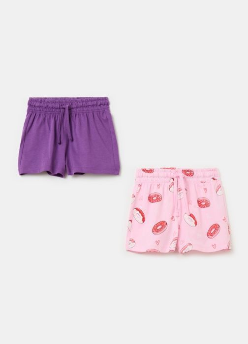 Pack 2 Shorts pour filles - 8-9 ans - Mauve et Rose