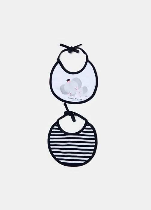 Lot 2 Bavettes pour Bébé - Bio Coton - Blanc et Vert