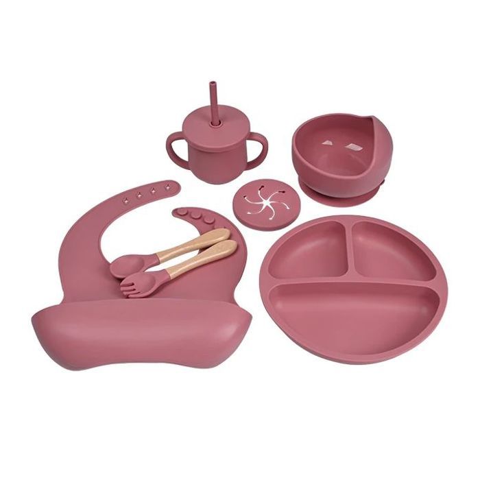 Set de Repas pour Bébé, Silicone Doux