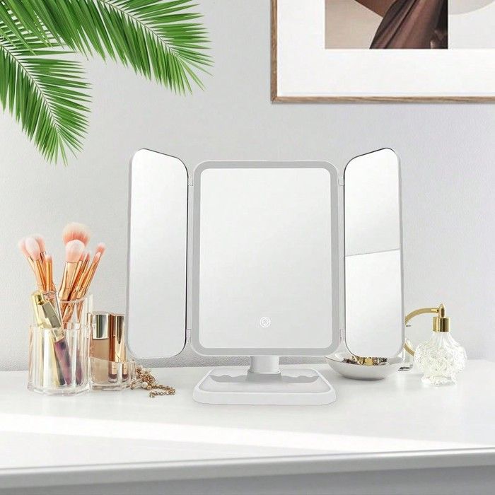 Miroir de Maquillage Intelligent à Trois Panneaux avec Éclairage LED